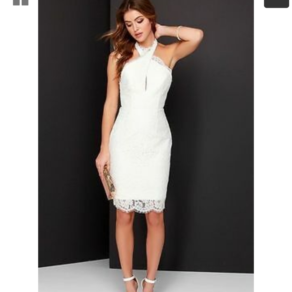 Urban Outfitters  Ivory Lace Halter Dress